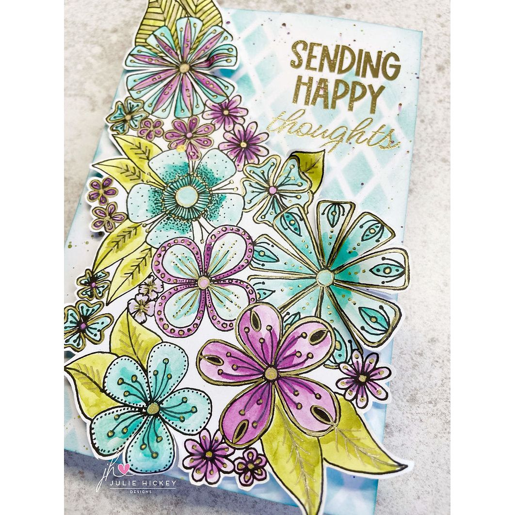 Julie Hickey Designs Blooming Bouquet Clear Stamps jh1083 purple