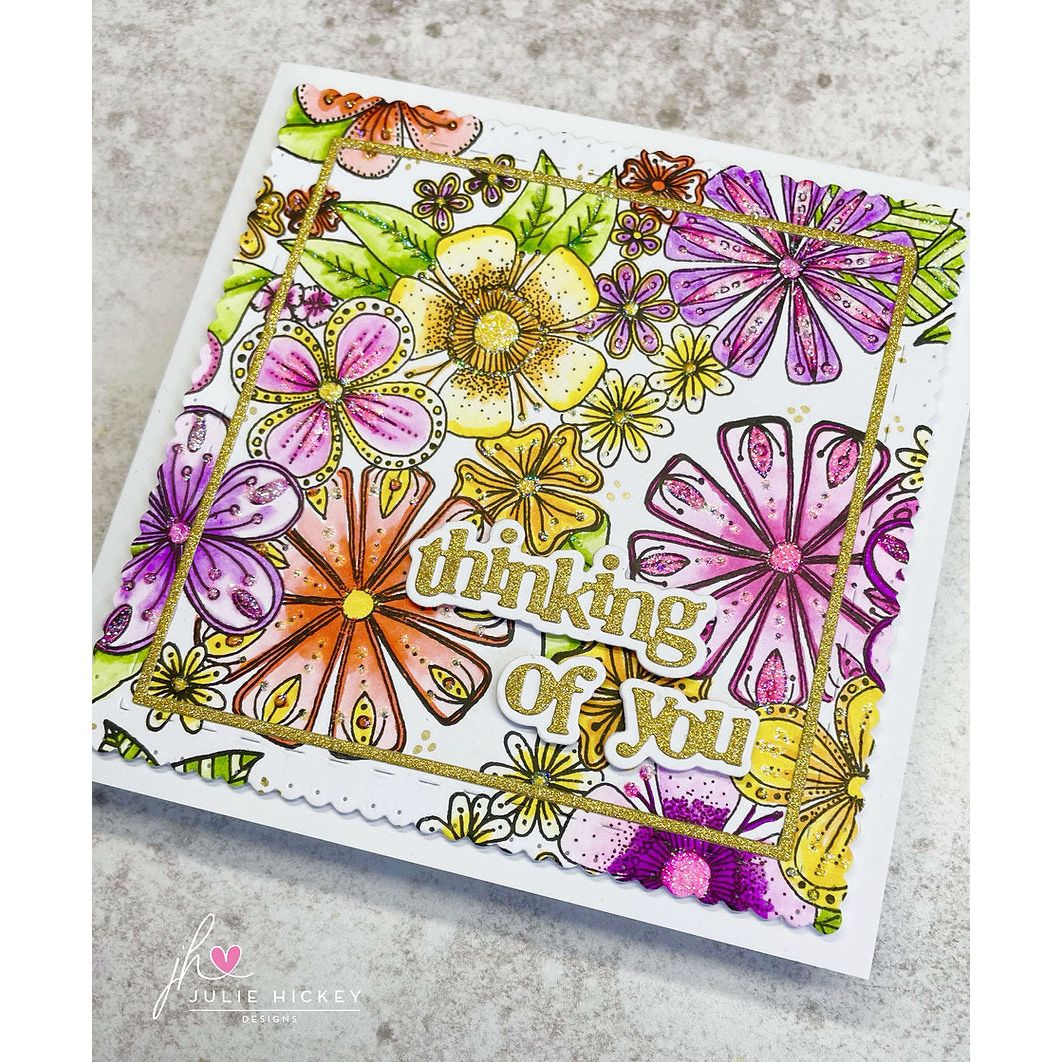 Julie Hickey Designs Blooming Bouquet Clear Stamps jh1083 vivid colors