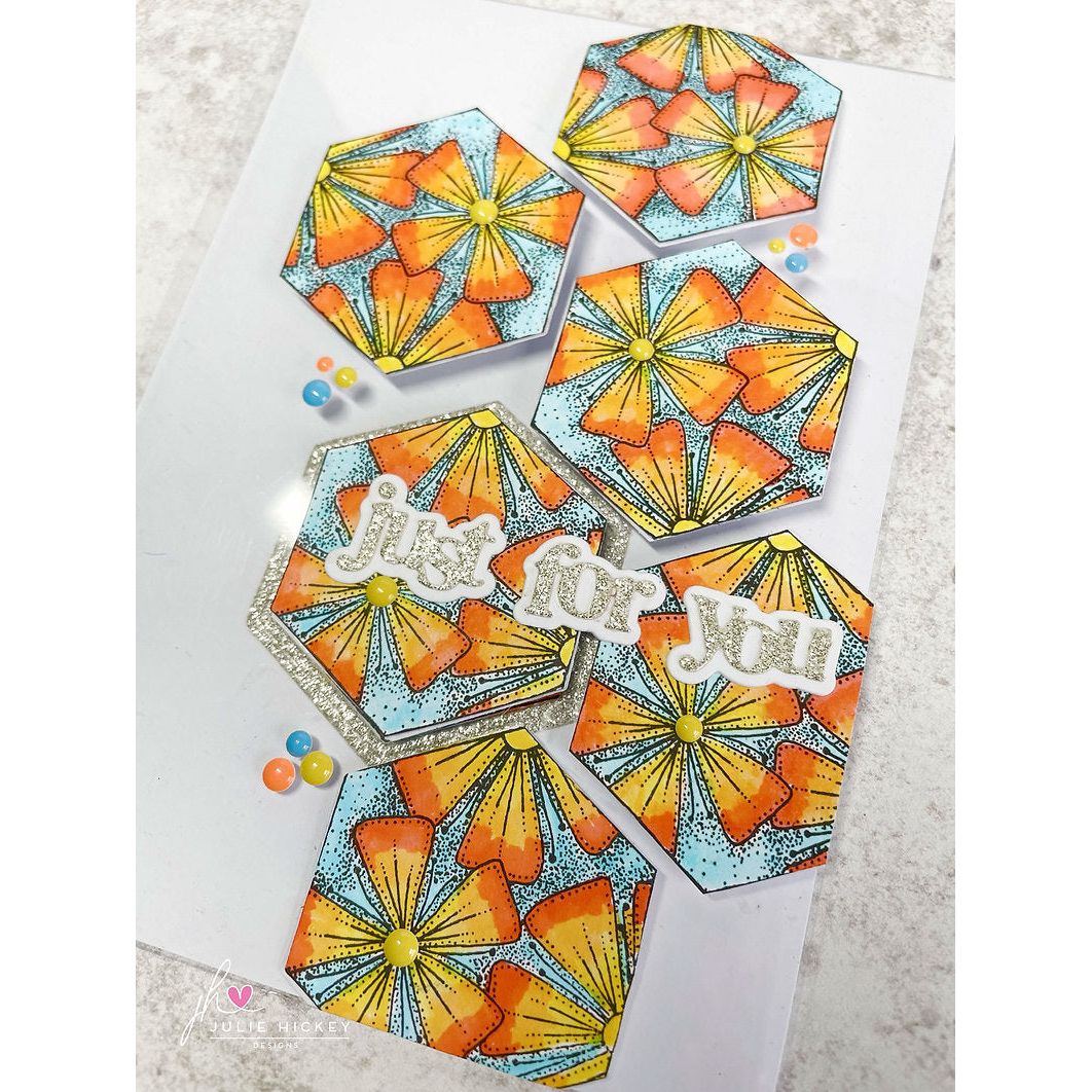 Julie Hickey Designs Blooming Delightful Clear Stamps jh1080 orange