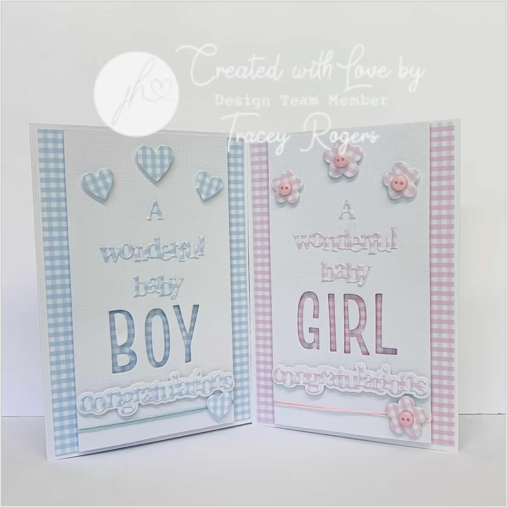 Julie Hickey Designs Hazel's Sentiment Medley 5 Dies ds-he-1075 pink and blue
