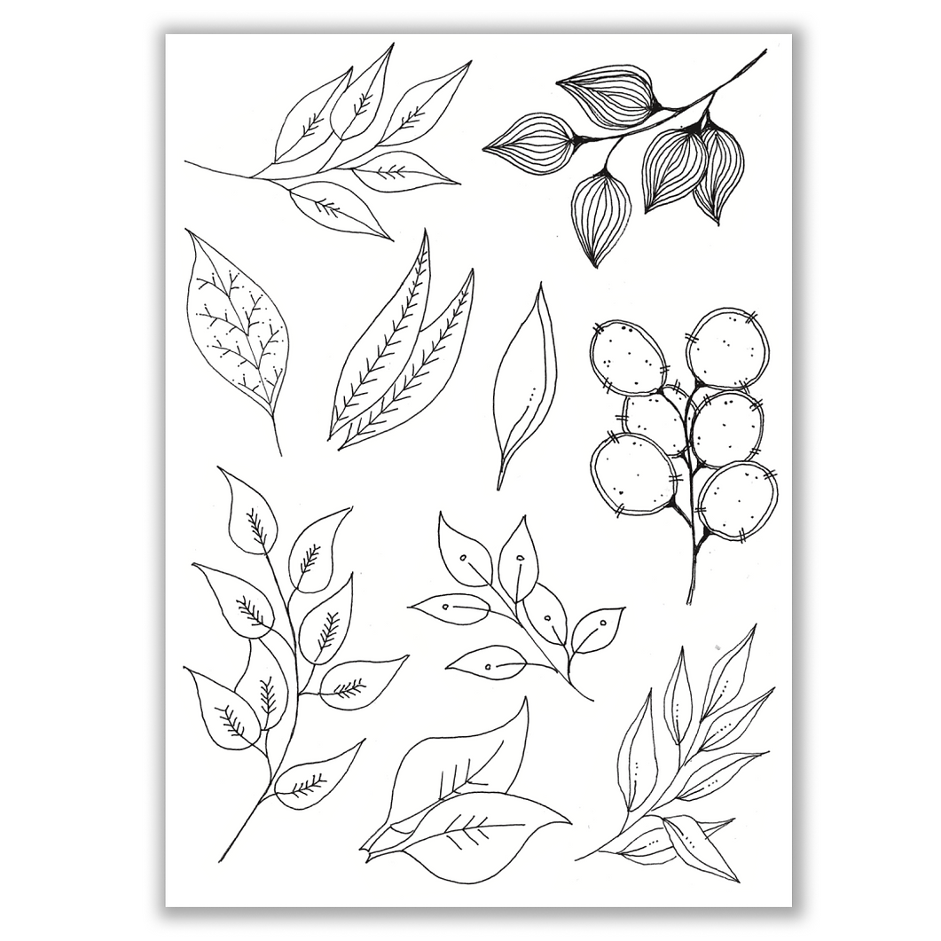 Julie Hickey Designs Medley of Leaves 5 Clear Stamps jh1084