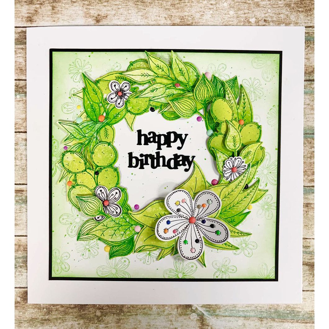 Julie Hickey Designs Medley of Leaves Clear Stamp and Die Set happy birthday