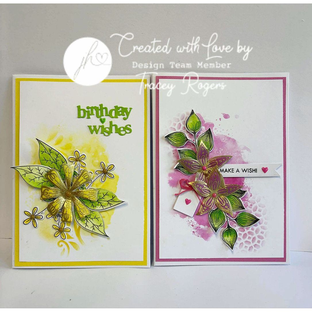 Julie Hickey Designs Perfectly Pretty Blooms Clear Stamps jh1082 gold