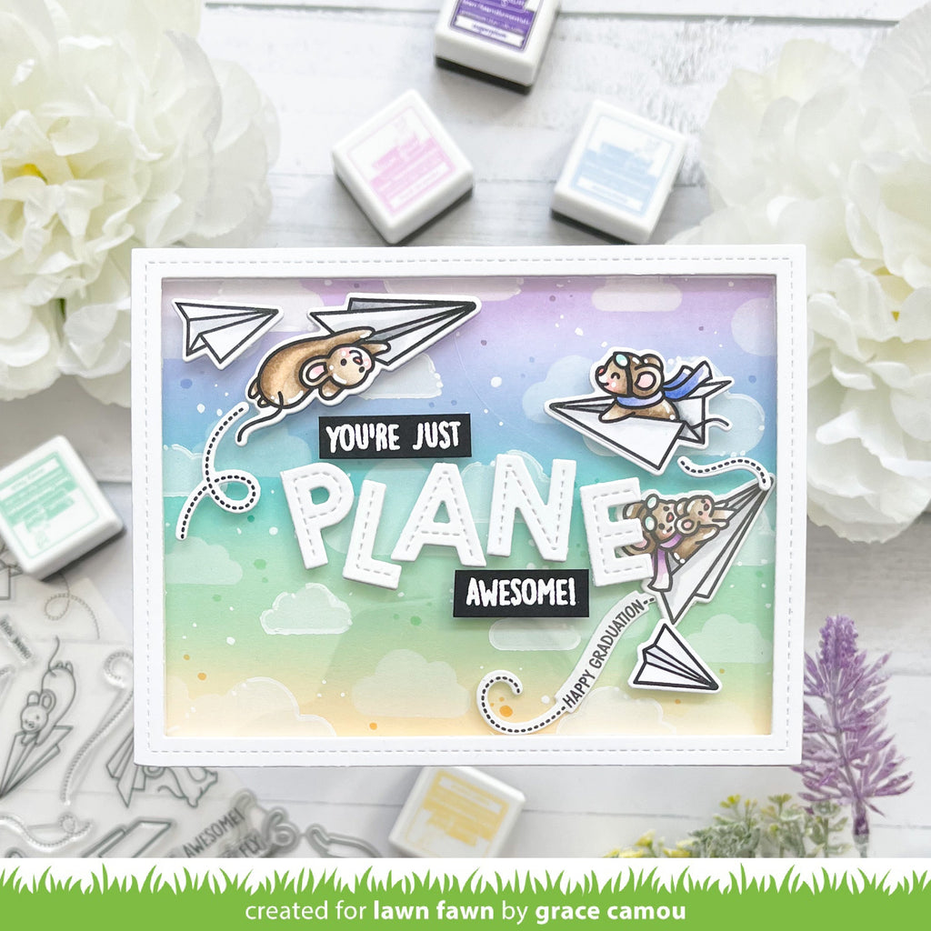 Lawn Fawn Set Just Plane Awesome Clear Stamps and Dies lfsjpa cloud background