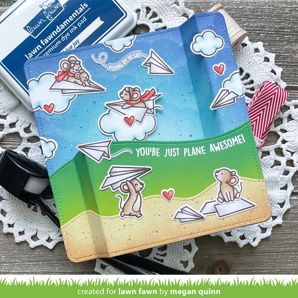 Lawn Fawn Set Just Plane Awesome Sentiment Trails Stamps and Dies lfsjpas flying by to say