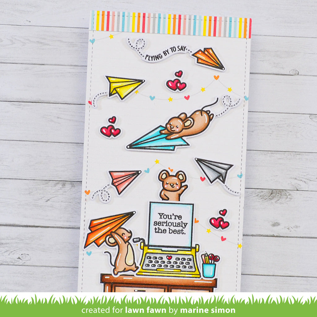 Lawn Fawn Set Just Plane Awesome Sentiment Trails Stamps and Dies lfsjpas seriously the best