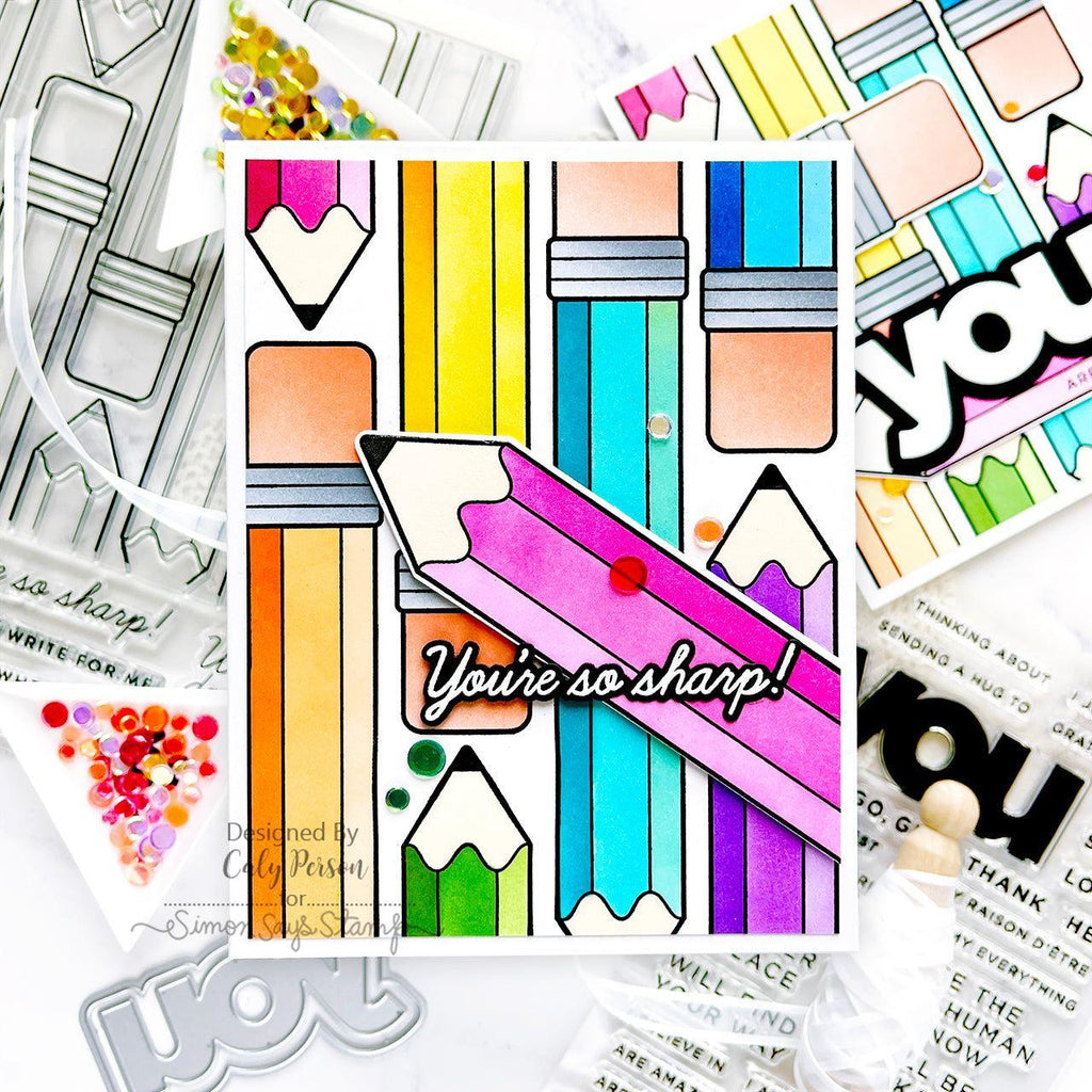 Simon Says Stamp Stencils Just Write Layered Pencils 1045stc Cheering for You Encouragement Card | color-code:ALT03