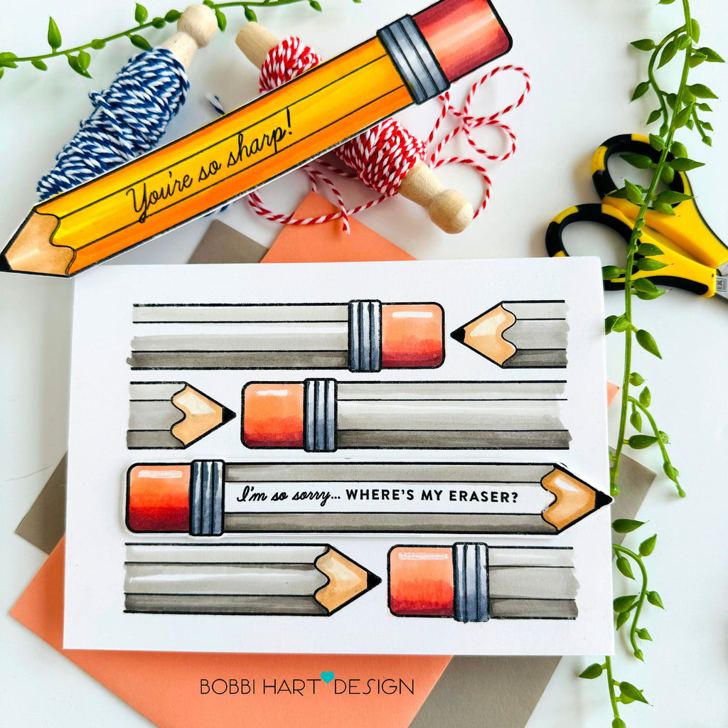 Simon Says Stamps Dies and Stencils Just Write set825jw Cheering for You Apology Card and Bookmark  | color-code:ALT02 Bobbi Hart Gray Pencils