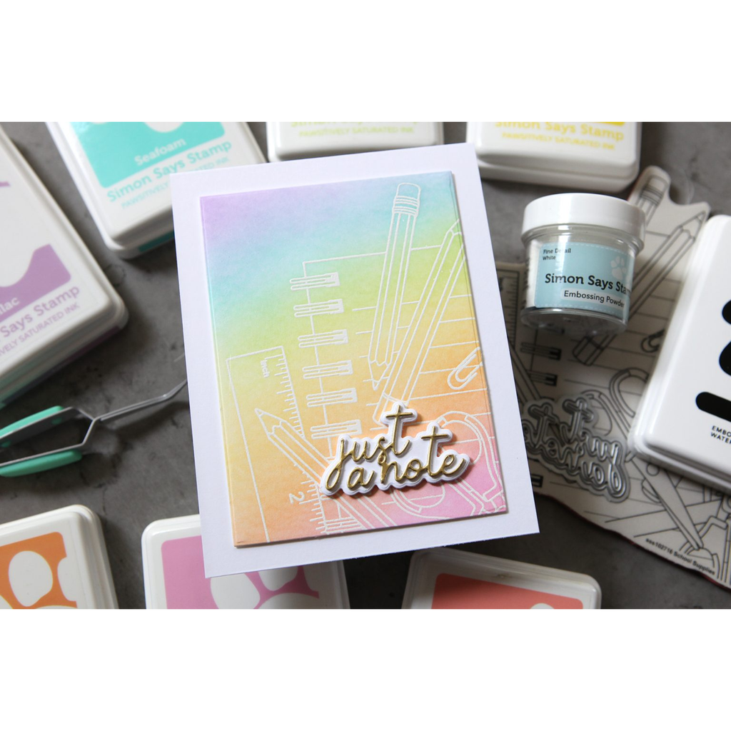 Simon Says Cling Stamp School Supplies sss102716 Just A Note Back to School Card | color-code:ALT09