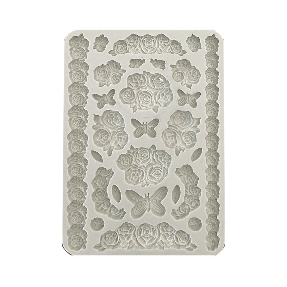 Stamperia Shabby Rose Roses And Butterfly Silicone Mold A5 kacma529