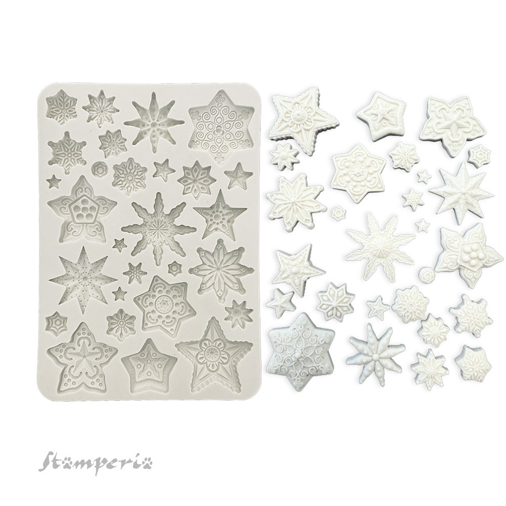 Stamperia Gear Up For Christmas Stars Silicone Mold A5 kacma532