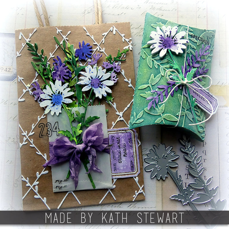 Tim Holtz Sizzix Vault Wildflowers Thinlits Dies 666565 pillow box