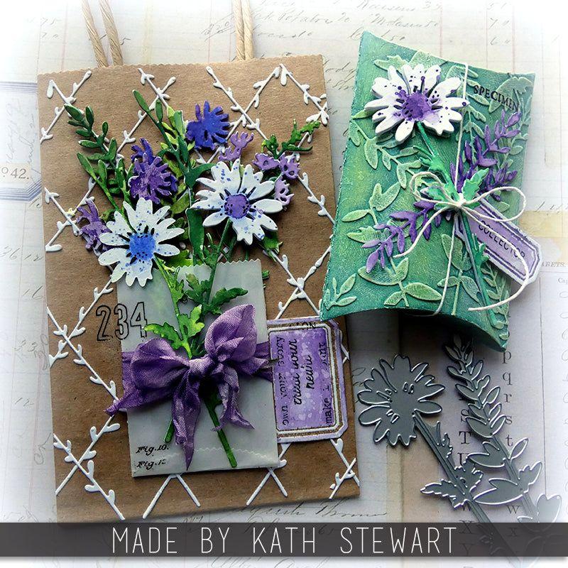 Tim Holtz Sizzix Vault Pillow Box and Bag Thinlits Dies 666568 floral | color-code:ALT01