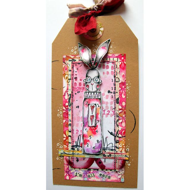 Paper Artsy Kate Crane 001 Cling Stamps kc001 tag card