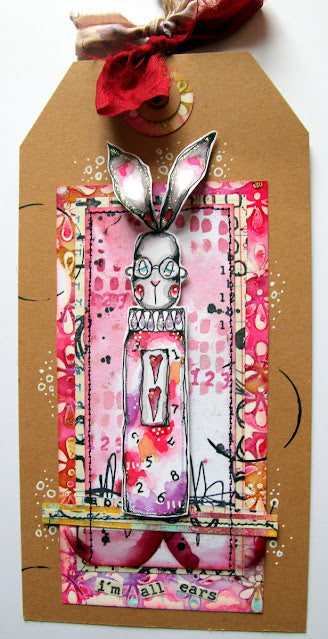 Paper Artsy Kate Crane 001 Cling Stamps kc001 tag card