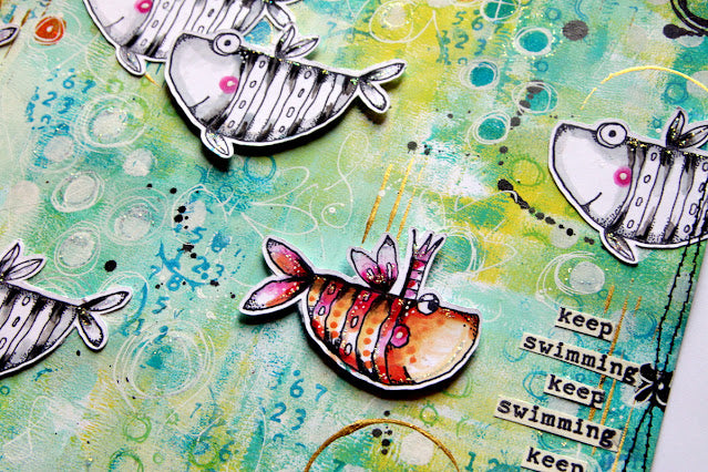 Paper Artsy Kate Crane 003 Cling Stamps kc003 fish