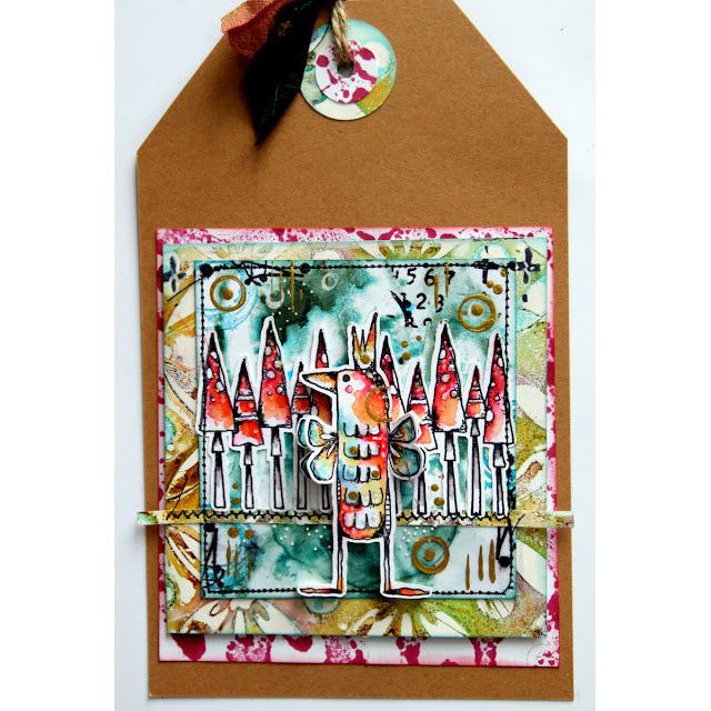 Paper Artsy Kate Crane 004 Cling Stamps kc004 tag