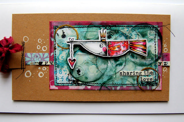 Paper Artsy Kate Crane Mini 008 Cling Stamp kcm008 swordfish