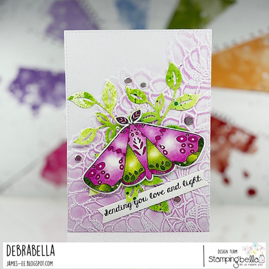 Stamping Bella Leaf Song Moth Cling Stamps kf1409