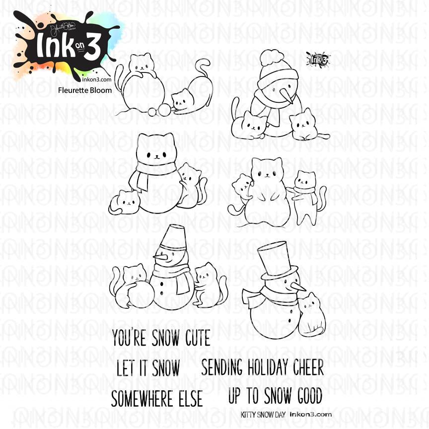 Inkon3 Kitty Snow Day Clear Stamps