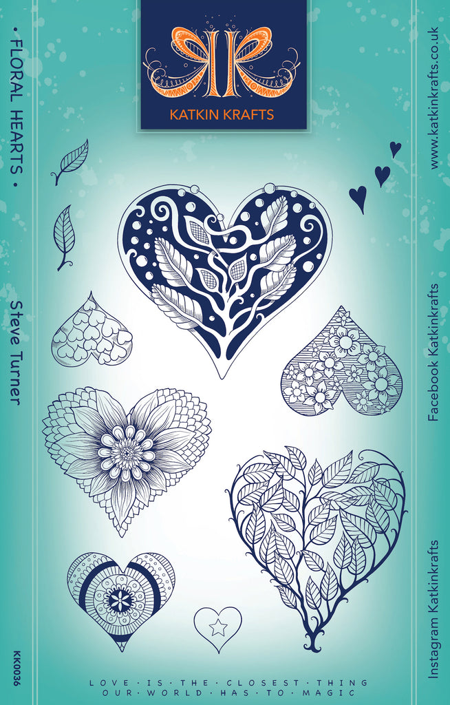Katkin Krafts Floral Hearts Clear Stamps kk0036