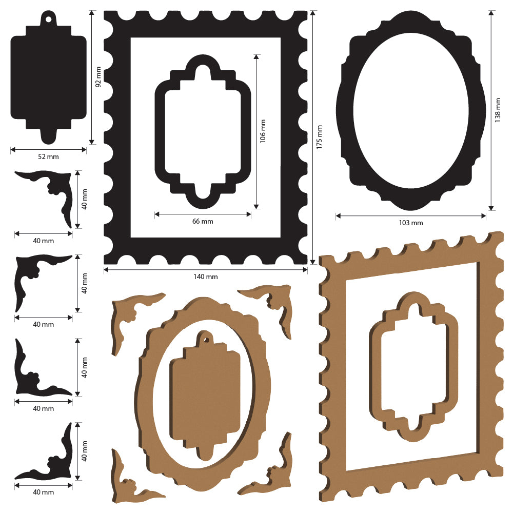 Stamperia Quiet Days Frames And Plates Crafty Shapes klsm72