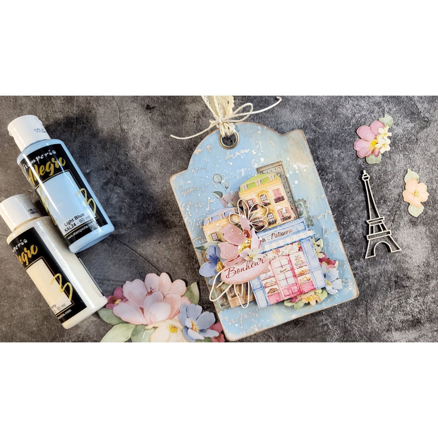 Stamperia Create Happiness Oh La La Colored Wooden Shapes klsp138 paris tag | color-code:ALT02