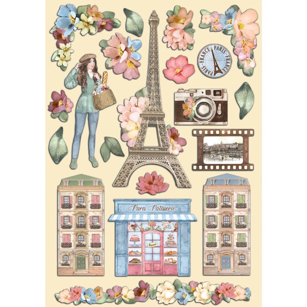 Stamperia Create Happiness Oh La La Colored Wooden Shapes klsp138
