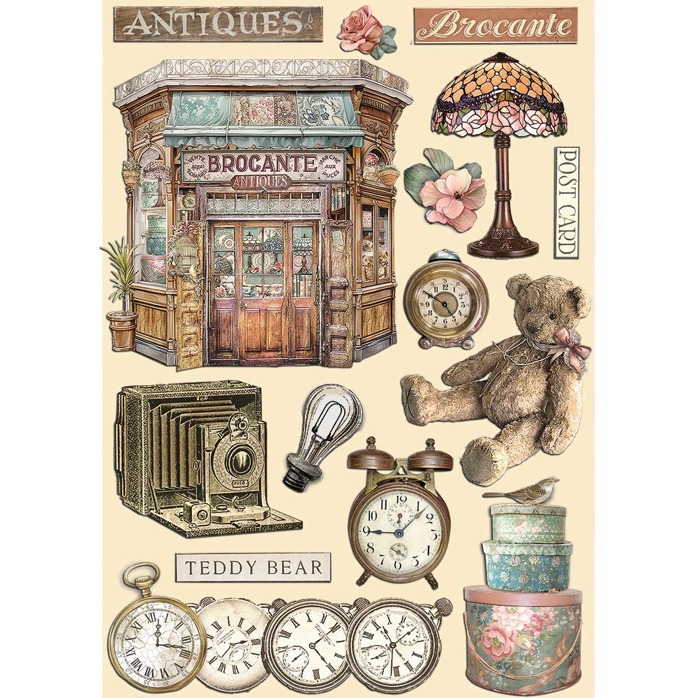 Stamperia Brocante Antiques A5 Colored Wooden Shapes klsp156 