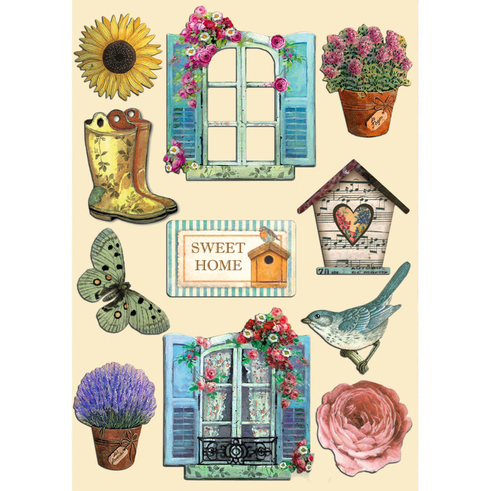 Stamperia Garden Colored Wooden Shapes A5 klsp159*