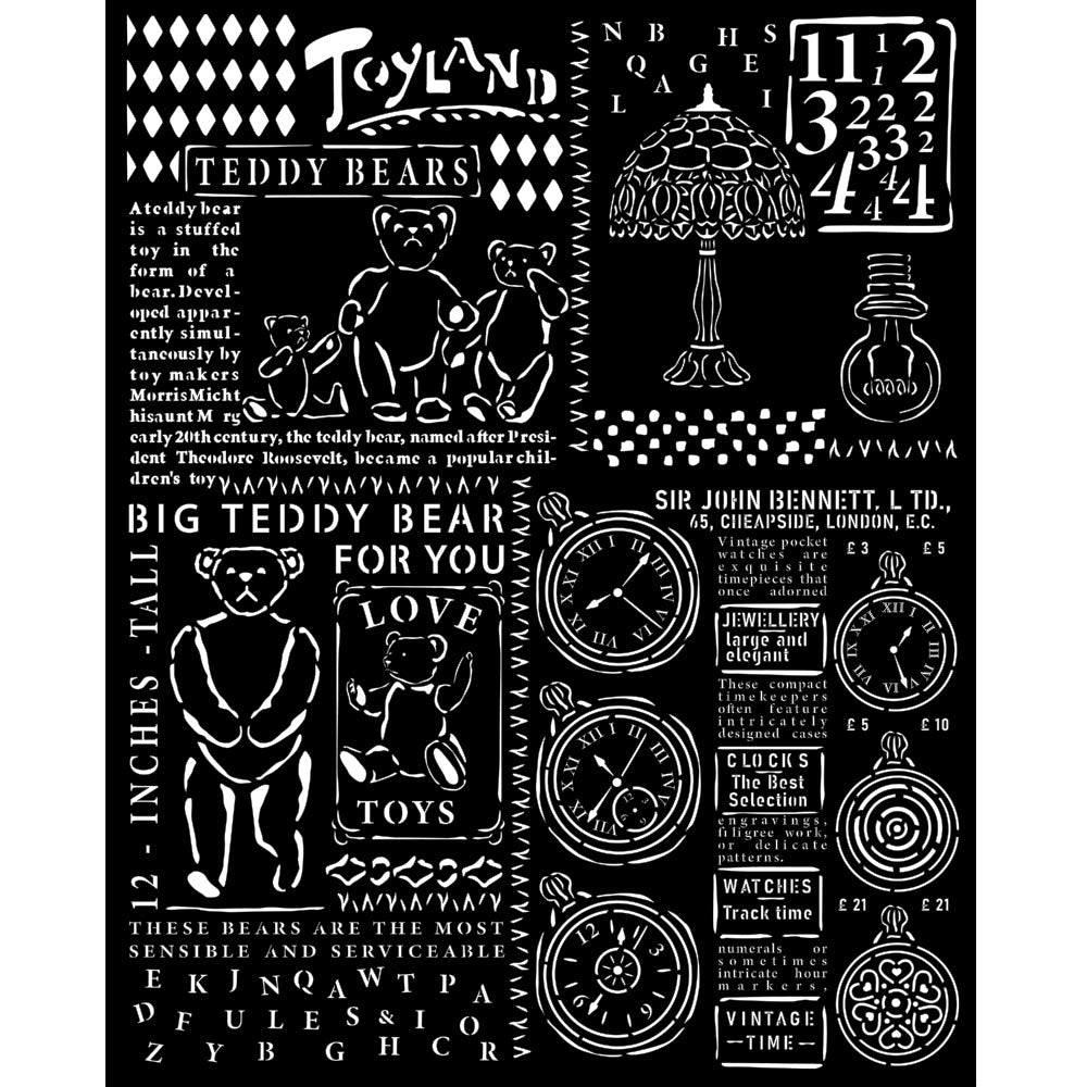 Stamperia Brocante Antiques Teddy Bear 8x10 Stencil kstd159