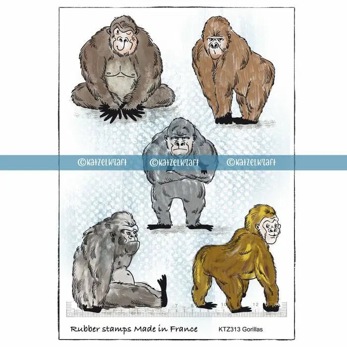 Katzelkraft Gorillas Red Rubber Unmounted Stamp ktz 313