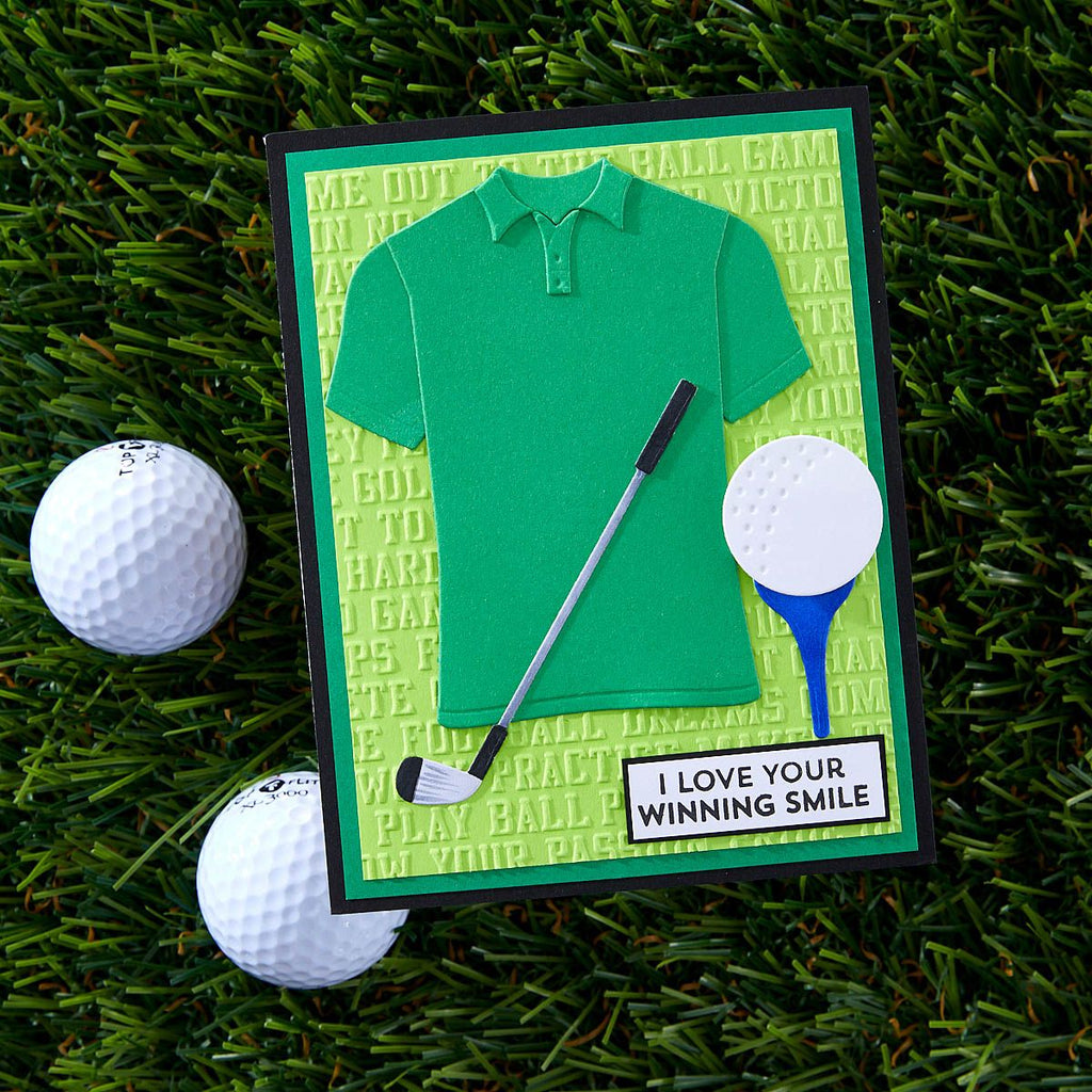 ses-057 Spellbinders Sports Talk Embossing Folder golf