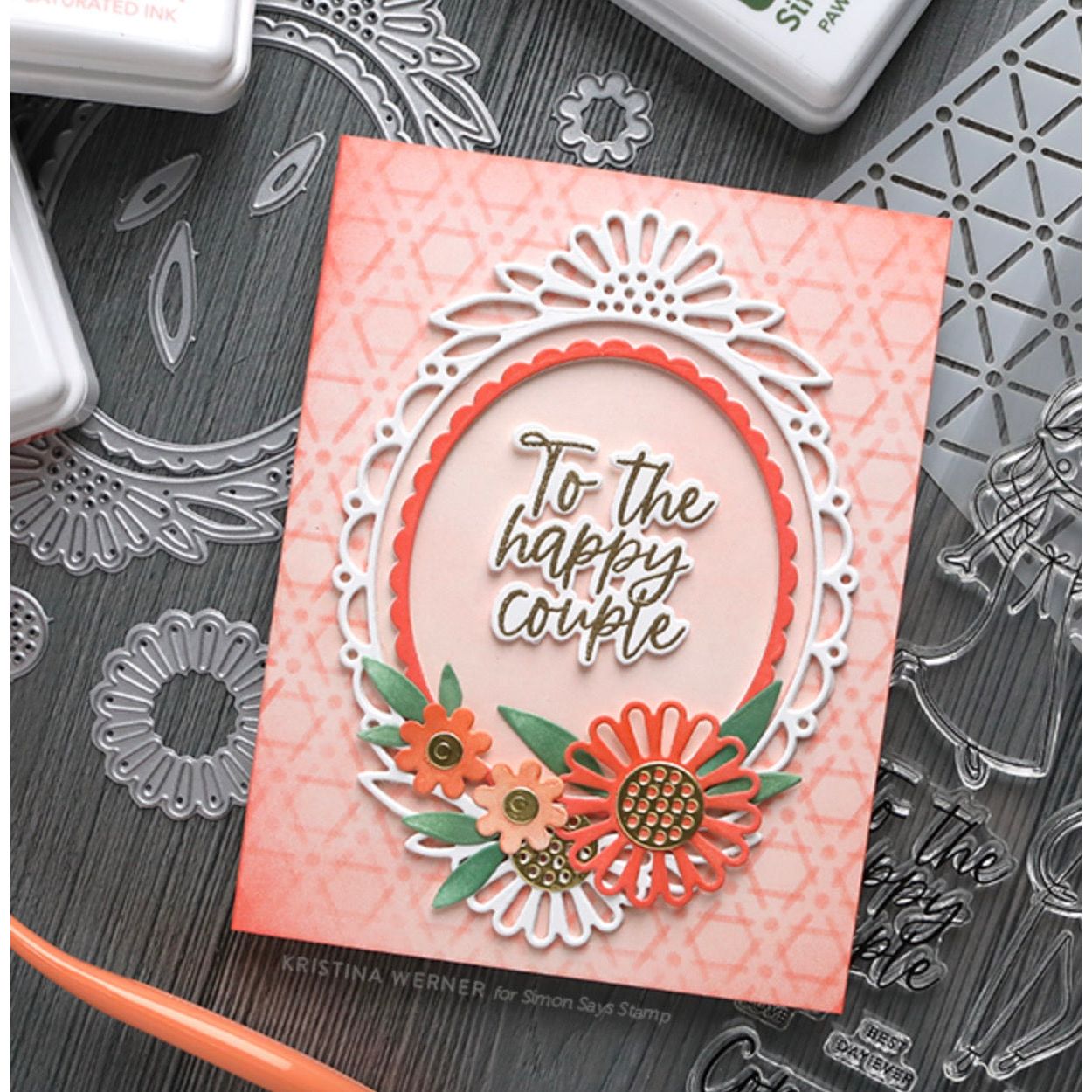 Simon Says Stamp To the Happy Couple Greetings Wafer Dies 1080sdc Celebrate Wedding Card | color-code:ALT05