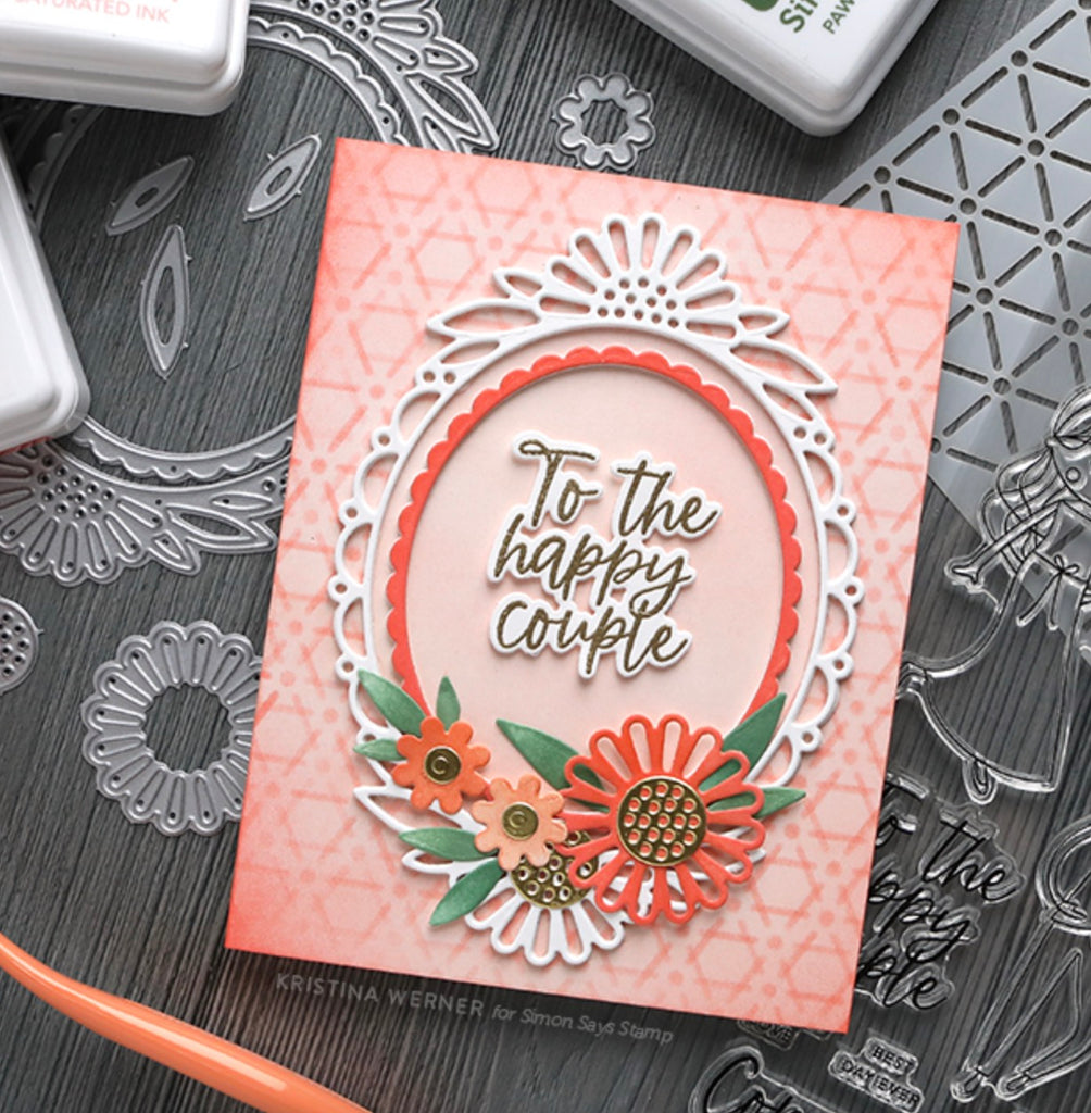 Simon Says Stamp Stencils Dash and Dot 1030st Celebrate Wedding Card | color-code:ALT04