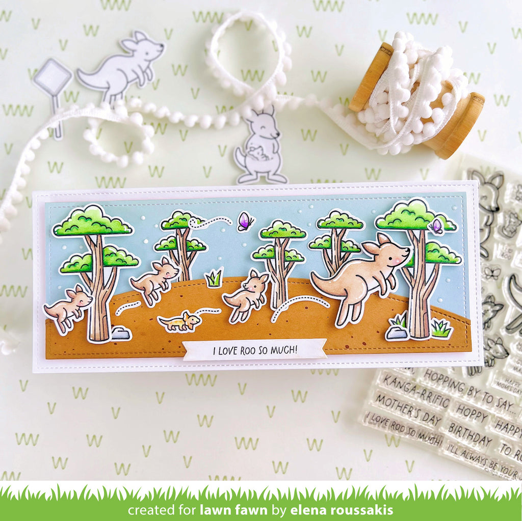Lawn Fawn Set Kanga-rrific Clear Stamps and Dies Love Roo