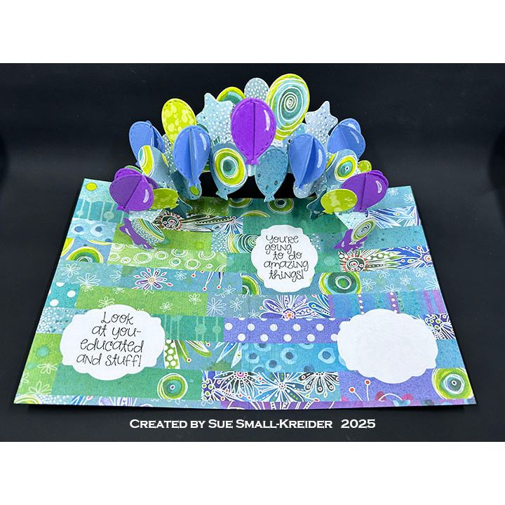 Karen Burniston Arch Pop Up and Peacock Add on Die Set balloons