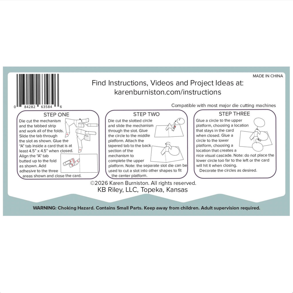 Karen Burniston Cascade Pop-up Dies 1336 instruction sheet