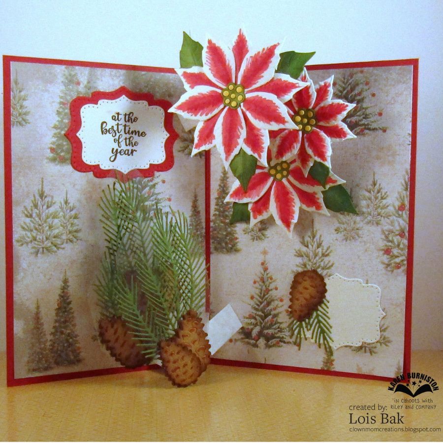 Karen Burniston Cascade Pop-up Dies 1336 poinsettias card