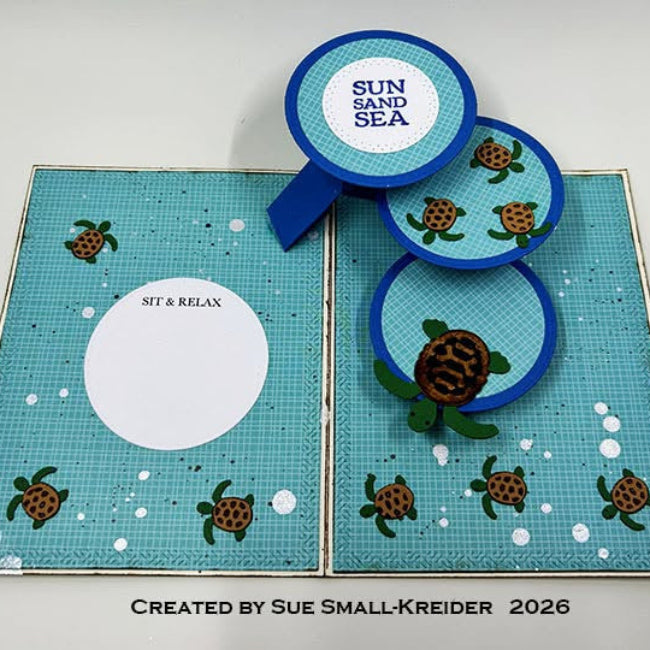 Karen Burniston Cascade Pop-up Dies 1336 sea turtles card