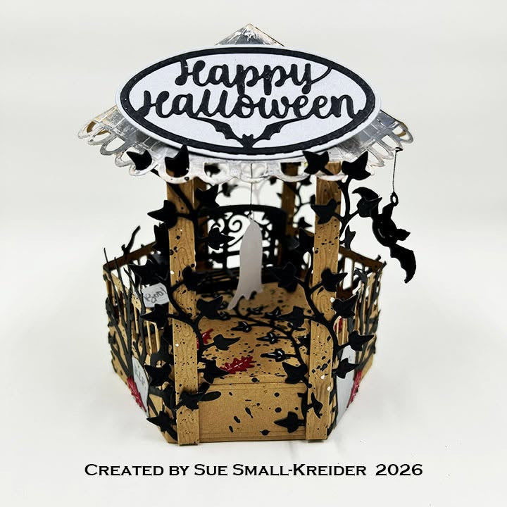 Karen Burniston Gazebo Stage Add-ons Dies 1340 happy halloween card