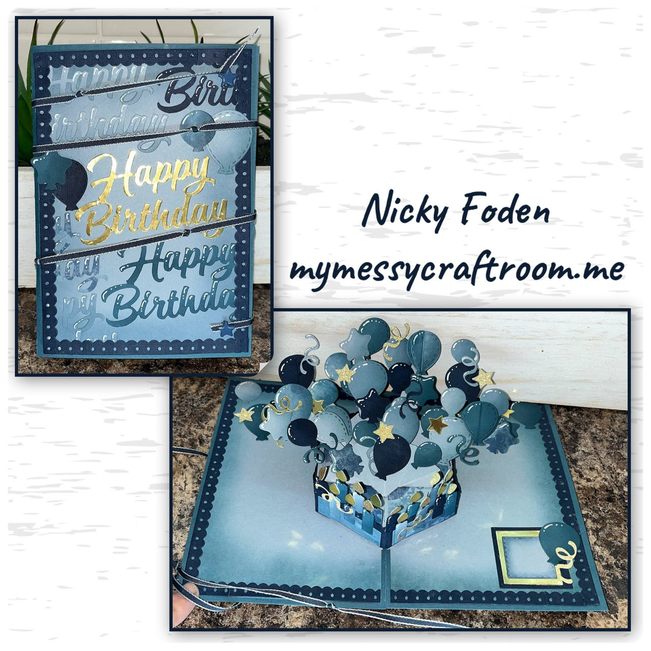 Karen Burniston Grass Stage Pop Up Set blue balloons