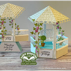 Karen Burniston Little Bench Pop-up Dies 1341 garden greetings card