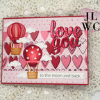 Karen Burniston Love You Phrases Clear Stamps cs030 hot air balloons