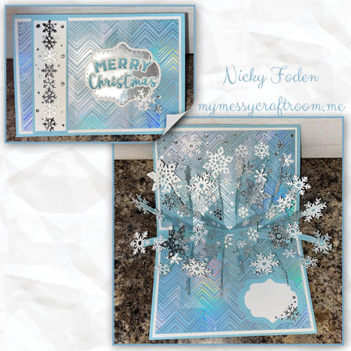 Karen Burniston Merry Christmas Lorna Add-On Dies 1288 blue and silver
