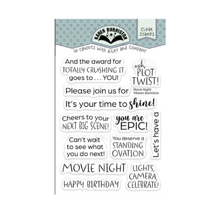 Karen Burniston Movie Night Greetings Clear Stamps cs019
