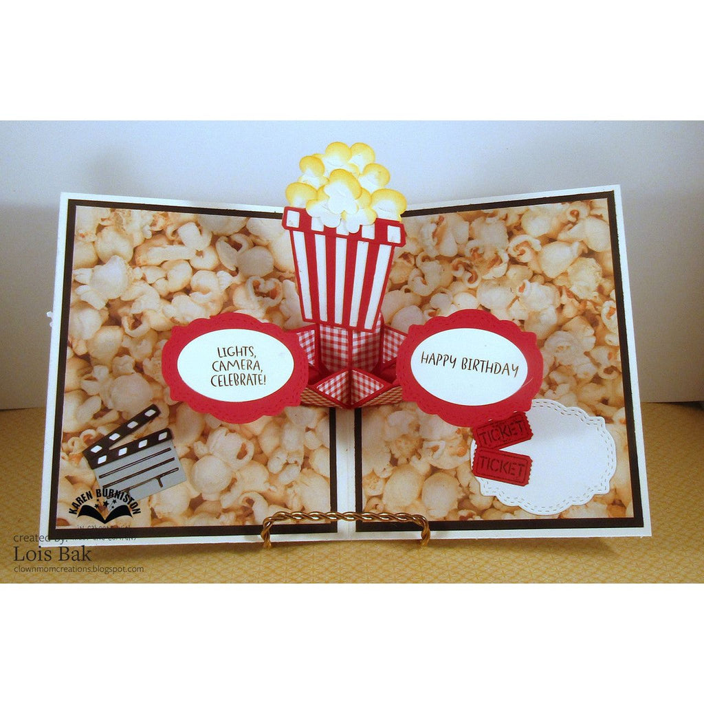 Karen Burniston Movie Night Greetings Clear Stamps cs019 popcorn