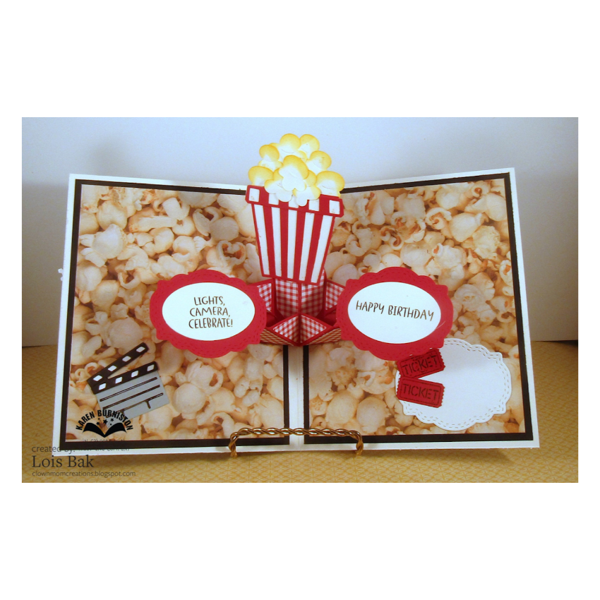 Karen Burniston Movie Night Greetings and Charms Clear Stamp and Die Set happy birthday