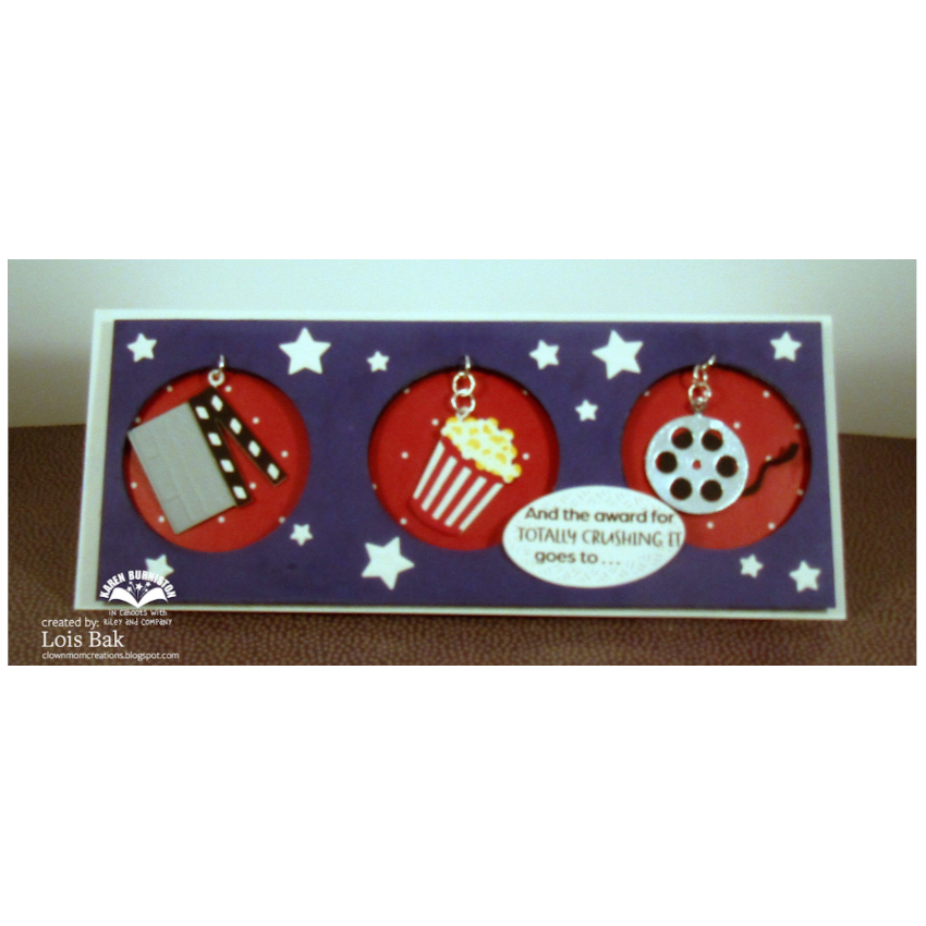 Karen Burniston Movie Night Greetings and Charms Clear Stamp and Die Set popcorn