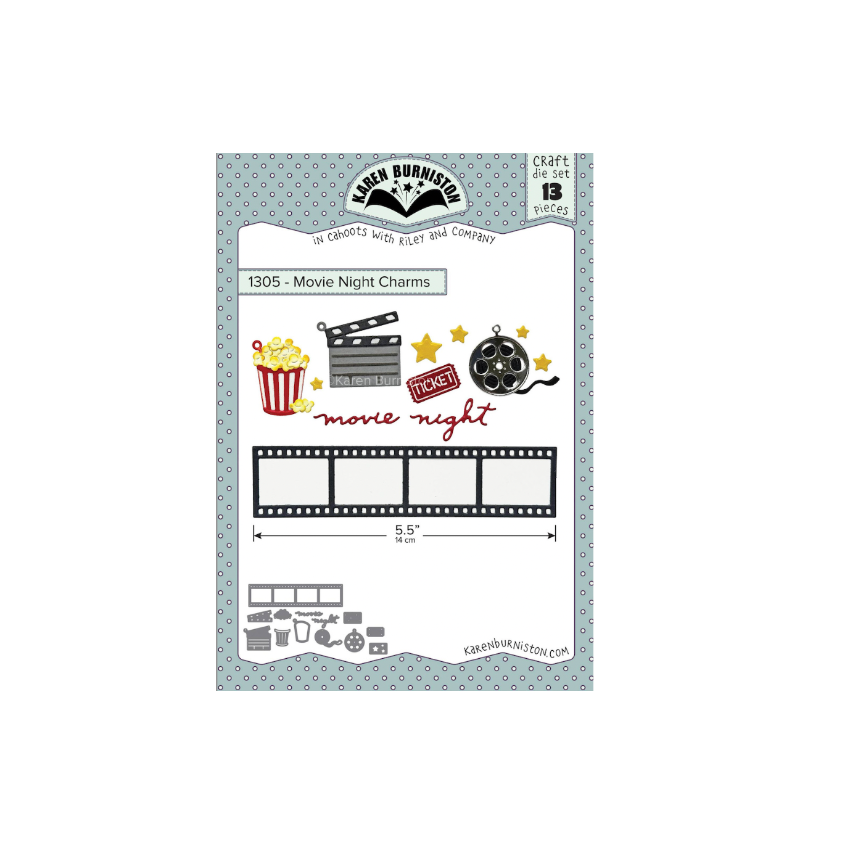 Karen Burniston Movie Night Greetings and Charms Clear Stamp and Die Set product image 1